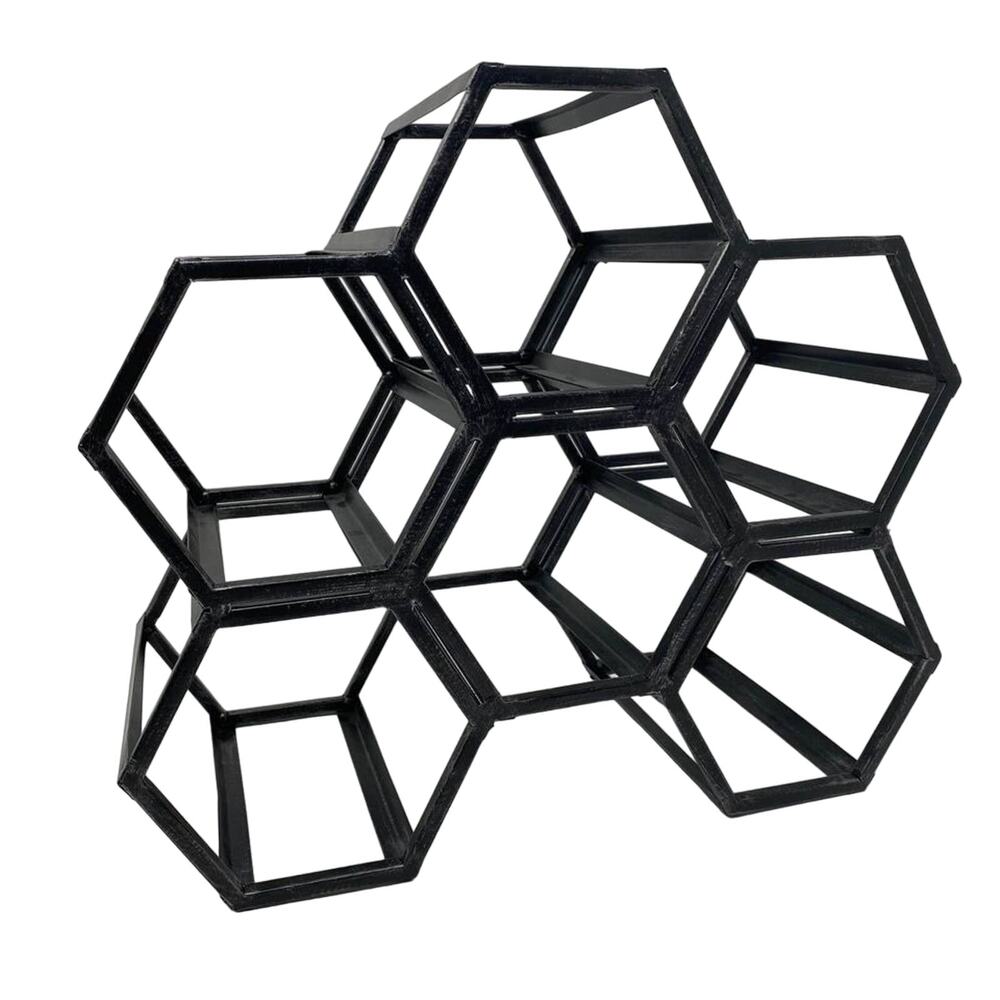 Modern Hexagonal Metal Wine Rack 6 Bottle Black-silver